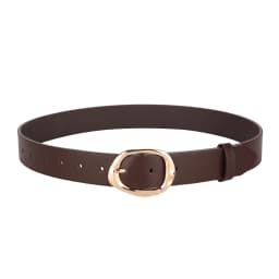 Women's Fashion Wide PU Leather Belt 3.3cm with Metal Geometric Pin Buckle Retro Style Waist Belt for Jeans Pants and Skirts
