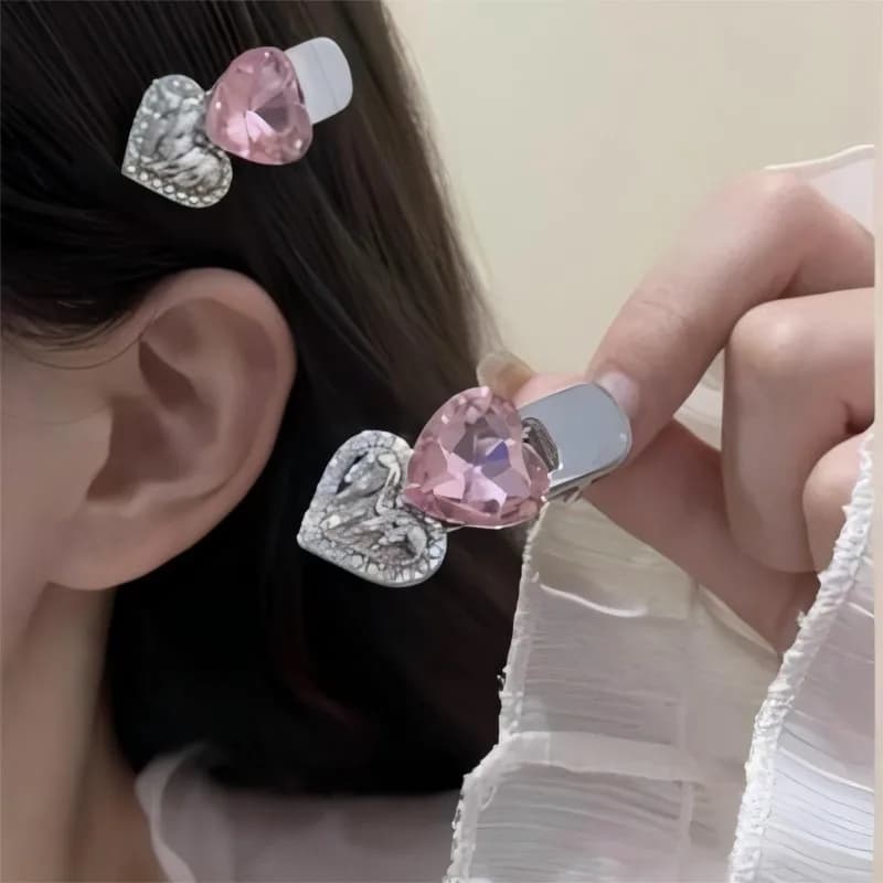 Sweet Bow Heart Rhinestone Hairpin High-End Hair Accessories For Women