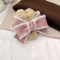 1pc Autumn and Winter Bow Plush Retro Grasp Clip Meilad Exquisite Premium Shark Clip Temperament Hair Clip Accessories