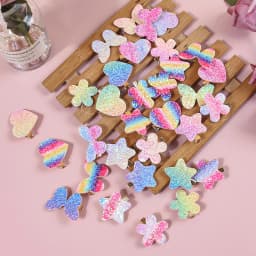 8/32pcs Sparkly Rainbow Star Hair Clips Girls Butterfly Hairpins Glitter Flower Heart Shaped Hair Clips Children Kids Headwear
