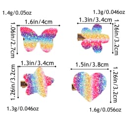 8/32pcs Sparkly Rainbow Star Hair Clips Girls Butterfly Hairpins Glitter Flower Heart Shaped Hair Clips Children Kids Headwear