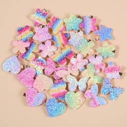 8/32pcs Sparkly Rainbow Star Hair Clips Girls Butterfly Hairpins Glitter Flower Heart Shaped Hair Clips Children Kids Headwear