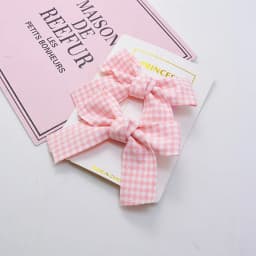 2 pieces of children's hair clip with bowknot, suitable for little girls and primary school students, plaid pattern hair accesso