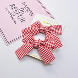 2 pieces of children's hair clip with bowknot, suitable for little girls and primary school students, plaid pattern hair accesso