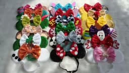 3.3"Cute Cartoon Mouse Ear Elastic Headbands Fashion Glitter Adjusted Hairband Baby DIY Hair Accessories Festival Trip Party