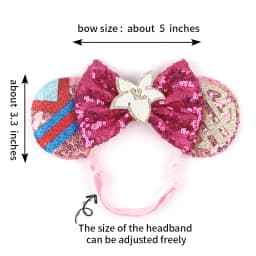3.3"Cute Cartoon Mouse Ear Elastic Headbands Fashion Glitter Adjusted Hairband Baby DIY Hair Accessories Festival Trip Party