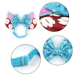 3.3"Cute Cartoon Mouse Ear Elastic Headbands Fashion Glitter Adjusted Hairband Baby DIY Hair Accessories Festival Trip Party
