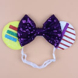 3.3"Cute Cartoon Mouse Ear Elastic Headbands Fashion Glitter Adjusted Hairband Baby DIY Hair Accessories Festival Trip Party