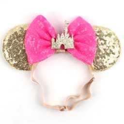 3.3"Cute Cartoon Mouse Ear Elastic Headbands Fashion Glitter Adjusted Hairband Baby DIY Hair Accessories Festival Trip Party