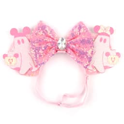 3.3"Cute Cartoon Mouse Ear Elastic Headbands Fashion Glitter Adjusted Hairband Baby DIY Hair Accessories Festival Trip Party