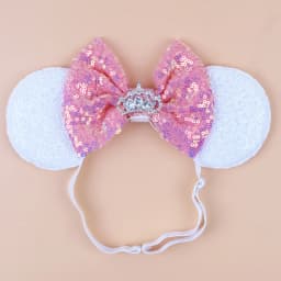 3.3"Cute Cartoon Mouse Ear Elastic Headbands Fashion Glitter Adjusted Hairband Baby DIY Hair Accessories Festival Trip Party