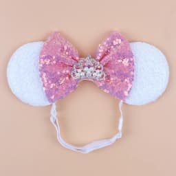 3.3"Cute Cartoon Mouse Ear Elastic Headbands Fashion Glitter Adjusted Hairband Baby DIY Hair Accessories Festival Trip Party