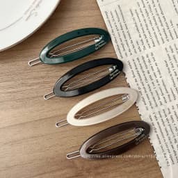 South Korean FRANCE hollow out oval temperament bangs clip small black broken hair side clip top clip hair accessories