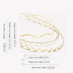 3 Styles Women Gold Metal Wave Bending Hairbands Geometric Thin Headbands Elegant Headdress for Daily Party New Headwear 2025New