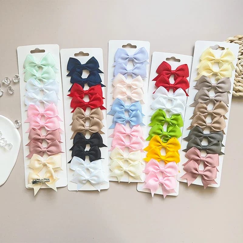 10pcs/lot Candy Colored Ribbons Cute Bow Hair Clips Girls' Favorite Hair Clips Children's Hair Accessories