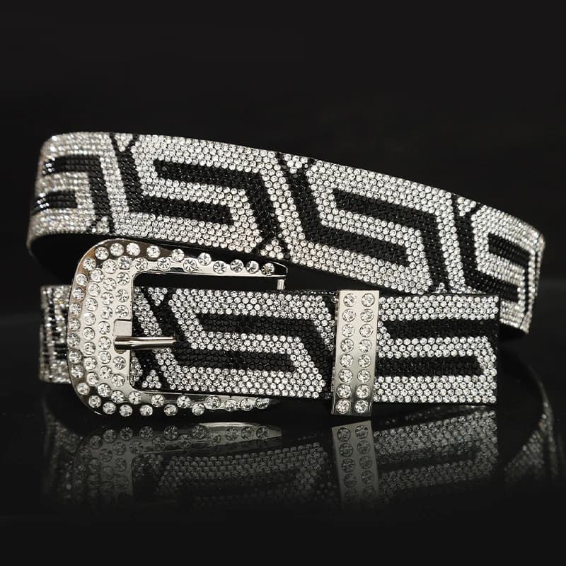 New Women's Fashionable Rhinestone Studded Belt Luxury Shiny Rivet Men's Belt, Street Hip-Hop Punk Rock Style Designer Y2k Belts