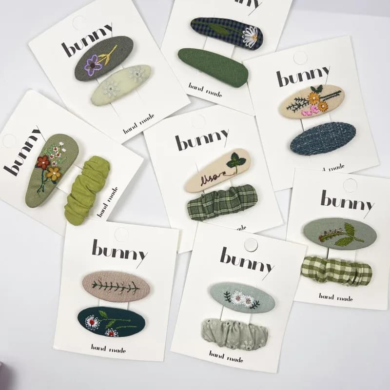 Simple New Sweet Girls Children Hair Clips Oval Embroidered Flower Princess Kids Headwear Korean Cute Baby Woman Broken Hairpin