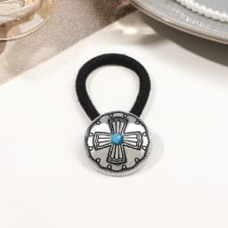 Boho Vintage Silvery Metal Hair Ties Ponytail Holder Ethnic Turquoise Black Elastic Bands Rope Scrunchie Women Hair Accessories