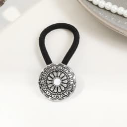 Boho Vintage Silvery Metal Hair Ties Ponytail Holder Ethnic Turquoise Black Elastic Bands Rope Scrunchie Women Hair Accessories
