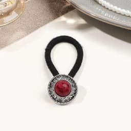 Boho Vintage Silvery Metal Hair Ties Ponytail Holder Ethnic Turquoise Black Elastic Bands Rope Scrunchie Women Hair Accessories