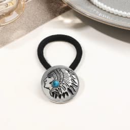 Boho Vintage Silvery Metal Hair Ties Ponytail Holder Ethnic Turquoise Black Elastic Bands Rope Scrunchie Women Hair Accessories