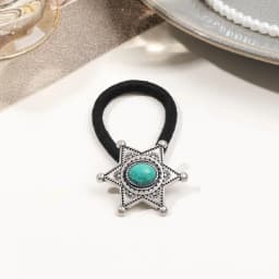 Boho Vintage Silvery Metal Hair Ties Ponytail Holder Ethnic Turquoise Black Elastic Bands Rope Scrunchie Women Hair Accessories