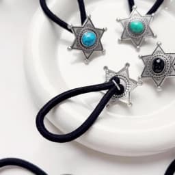 Boho Vintage Silvery Metal Hair Ties Ponytail Holder Ethnic Turquoise Black Elastic Bands Rope Scrunchie Women Hair Accessories