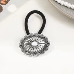 Boho Vintage Silvery Metal Hair Ties Ponytail Holder Ethnic Turquoise Black Elastic Bands Rope Scrunchie Women Hair Accessories
