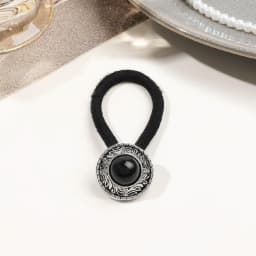 Boho Vintage Silvery Metal Hair Ties Ponytail Holder Ethnic Turquoise Black Elastic Bands Rope Scrunchie Women Hair Accessories