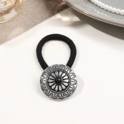 Boho Vintage Silvery Metal Hair Ties Ponytail Holder Ethnic Turquoise Black Elastic Bands Rope Scrunchie Women Hair Accessories