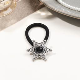 Boho Vintage Silvery Metal Hair Ties Ponytail Holder Ethnic Turquoise Black Elastic Bands Rope Scrunchie Women Hair Accessories