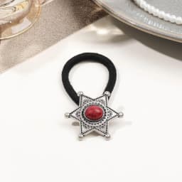 Boho Vintage Silvery Metal Hair Ties Ponytail Holder Ethnic Turquoise Black Elastic Bands Rope Scrunchie Women Hair Accessories