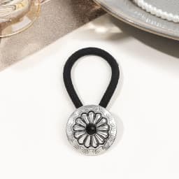 Boho Vintage Silvery Metal Hair Ties Ponytail Holder Ethnic Turquoise Black Elastic Bands Rope Scrunchie Women Hair Accessories