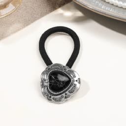 Boho Vintage Silvery Metal Hair Ties Ponytail Holder Ethnic Turquoise Black Elastic Bands Rope Scrunchie Women Hair Accessories