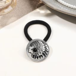 Boho Vintage Silvery Metal Hair Ties Ponytail Holder Ethnic Turquoise Black Elastic Bands Rope Scrunchie Women Hair Accessories