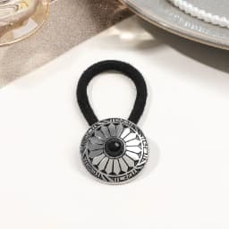 Boho Vintage Silvery Metal Hair Ties Ponytail Holder Ethnic Turquoise Black Elastic Bands Rope Scrunchie Women Hair Accessories