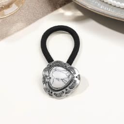 Boho Vintage Silvery Metal Hair Ties Ponytail Holder Ethnic Turquoise Black Elastic Bands Rope Scrunchie Women Hair Accessories
