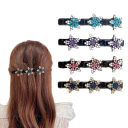 4pcs New Korean Style Hairpin Side Clip Flower Rhinestones Sweet And Girl Lovely Bangs Hairpin Elastic Duckbill Clip.