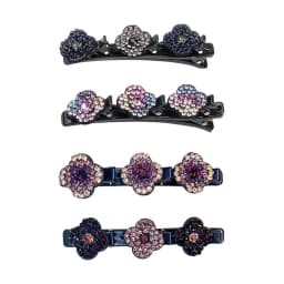 4pcs New Korean Style Hairpin Side Clip Flower Rhinestones Sweet And Girl Lovely Bangs Hairpin Elastic Duckbill Clip.