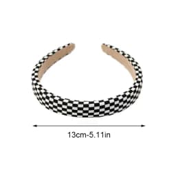 1pc Retro Black and White Grid Chessboard Hairband for Women, Thin Sponge Hair Clip, French High Forehead Headpiece for Autumn