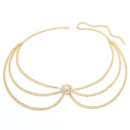 Versatile Multi-Layer Disc Inlaid with Diamond Pearl Waist Chain New Style Tunic Decorative Metal Belt for Women