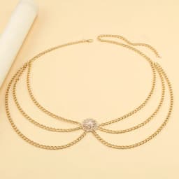 Versatile Multi-Layer Disc Inlaid with Diamond Pearl Waist Chain New Style Tunic Decorative Metal Belt for Women
