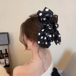 French Elegant Hair Claw Crabs For Women Polka Dot Fashion Bow Hair Clip Retro Head Shark Clip Luxury Hair Accessories