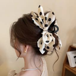 French Elegant Hair Claw Crabs For Women Polka Dot Fashion Bow Hair Clip Retro Head Shark Clip Luxury Hair Accessories