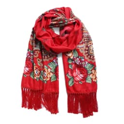 Women Luxury Floral Printed Russian Scarf Ukrainian Fringed Scarves Babushka Handkerchief Head Wraps Travel Shawl