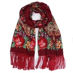 Women Luxury Floral Printed Russian Scarf Ukrainian Fringed Scarves Babushka Handkerchief Head Wraps Travel Shawl