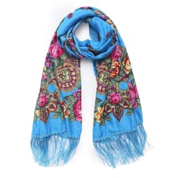 Women Luxury Floral Printed Russian Scarf Ukrainian Fringed Scarves Babushka Handkerchief Head Wraps Travel Shawl