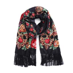 Women Luxury Floral Printed Russian Scarf Ukrainian Fringed Scarves Babushka Handkerchief Head Wraps Travel Shawl