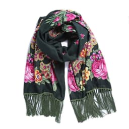 Women Luxury Floral Printed Russian Scarf Ukrainian Fringed Scarves Babushka Handkerchief Head Wraps Travel Shawl