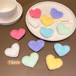12 color random heart-shaped plush hair clips, sweet and cute, suitable for daily use as hair accessories